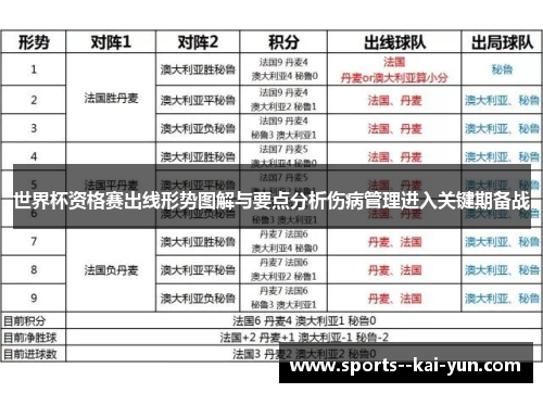 世界杯资格赛出线形势图解与要点分析伤病管理进入关键期备战